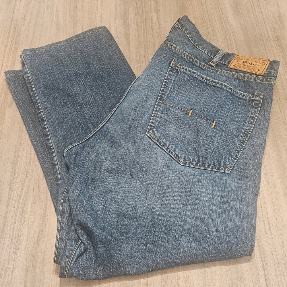 Polo Ralph‎ Lauren Authentic Dungarees Mens 40x28 Blue Denim Straight Leg Jeans